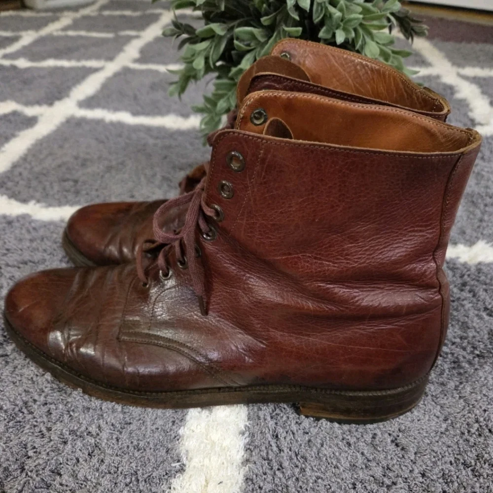 Vtg Polo Ralph Lauren Leather Lace Up Officer Military Field Boots Sz 10 England